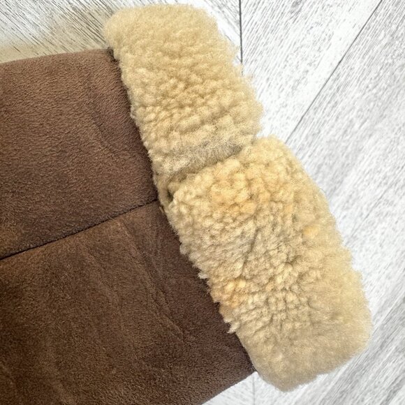 Vintage 70's Shearling Sheepskin Coat Womens Medium Brown Boho Hipster Ranch - Picture 8 of 12